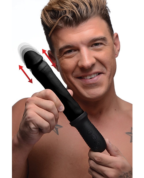 Shop Master Series 8X Auto Pounder Vibrating & Thrusting Dildo w/Handle - Black