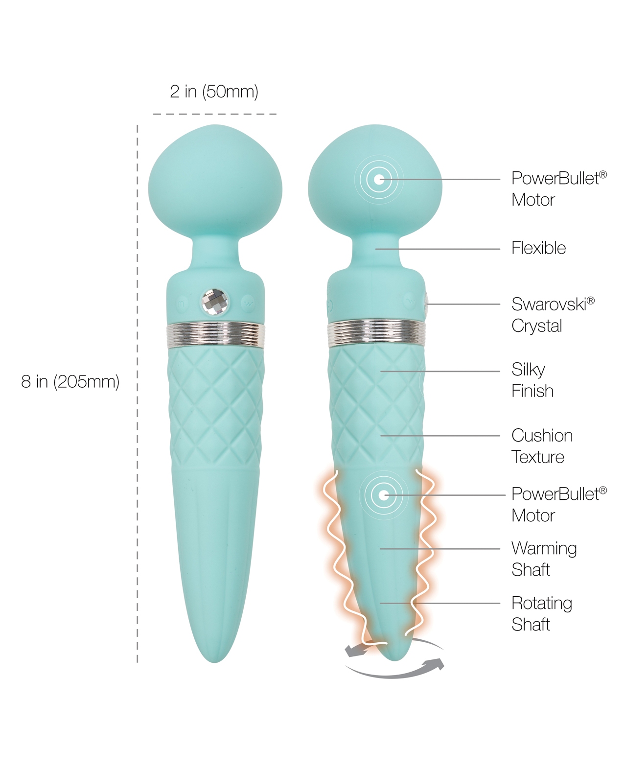 Shop Pillow Talk Sultry Rotating Wand - Teal