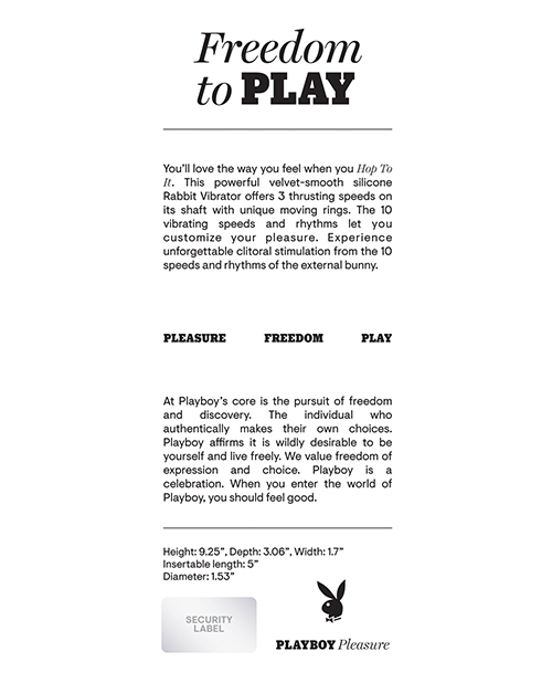 Order Playboy Pleasure Hop To It Rabbit Vibrator - Acai online