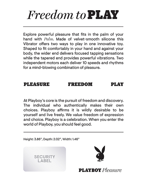 Order Playboy Pleasure Palm Vibrator - Solo online
