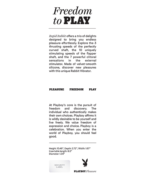 Order Playboy Pleasure Rapid Rabbit Vibrator - 2 AM online