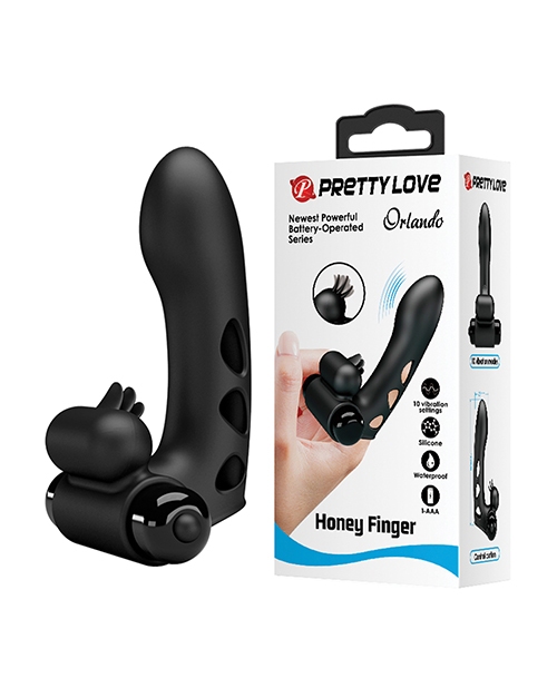 Order Pretty Love Orlando Honey Finger Sleeve Vibrator - Black