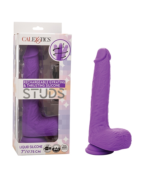 Shop Silicone Studs Rechargeable Gyrating & Thrusting Vibrator - Purple online