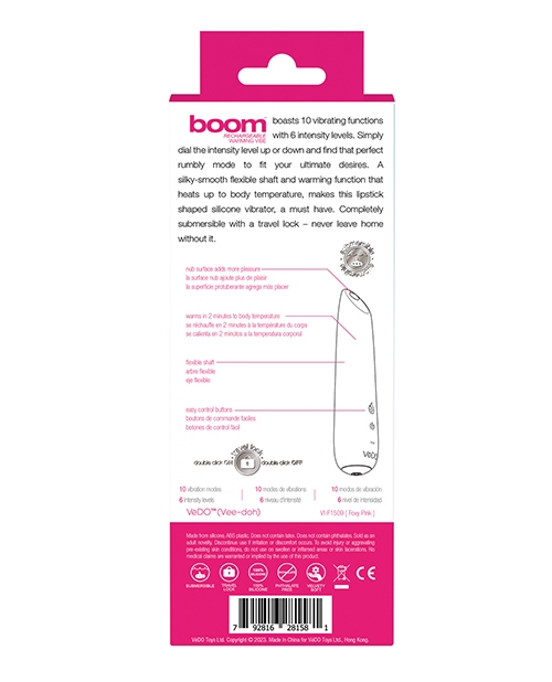 Shop VeDO Boom Rechargeable Ultra Powerful Vibe - Pink