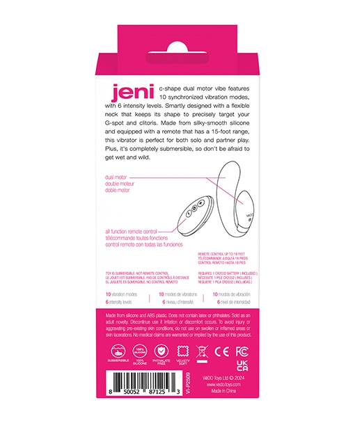 Buy VeDO Jeni Dual Motor Vibe w/Remote - Pink