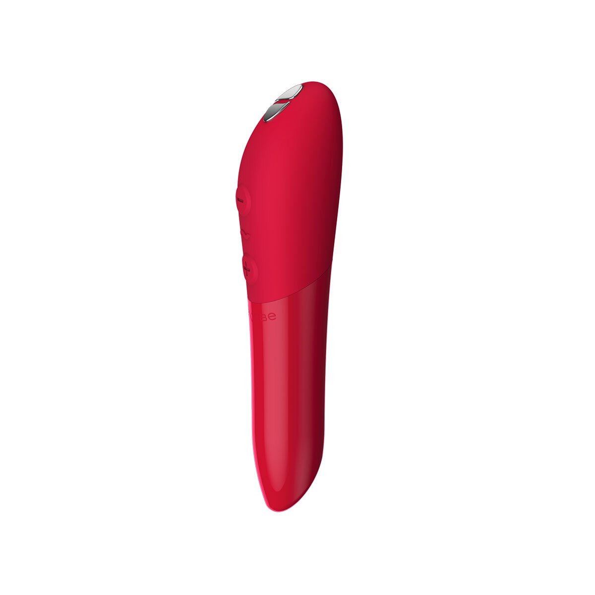 Red We-Vibe vibrator Tango X Cherry shown in hand for scale