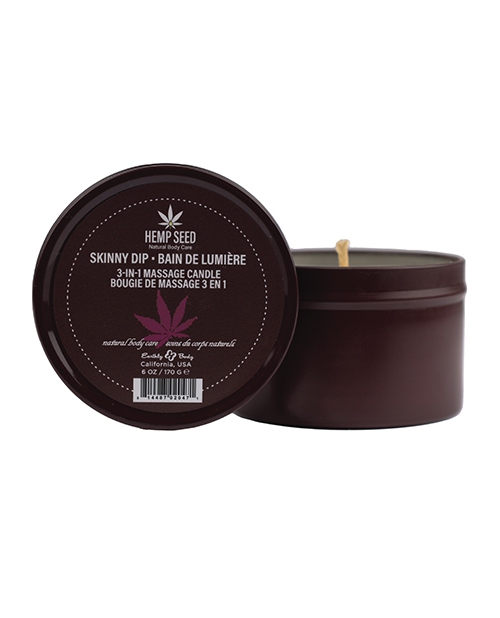 Shop earthly body suntouched hemp candle - 6 oz round tin skinny dip online