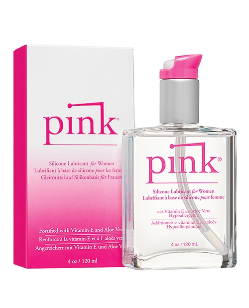 Shop pink silicone lube - 4 oz glass bottle online
