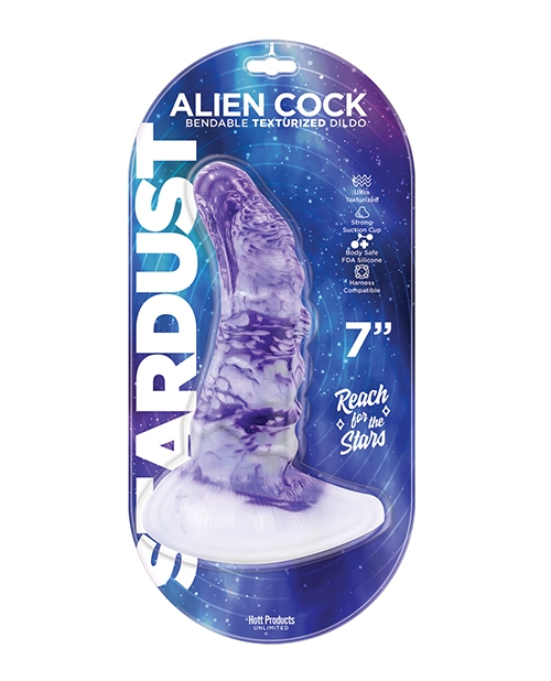 Shop stardust alien cock silicone textured 7" dildo - purple online