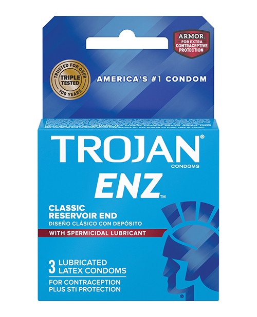 Shop trojan enz spermicidal lubricated condoms - box of 3 online
