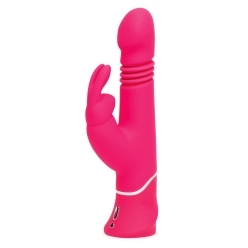 Pink Happy Rabbit vibrator Elite Thrusting Realistic shown in hand for scale
