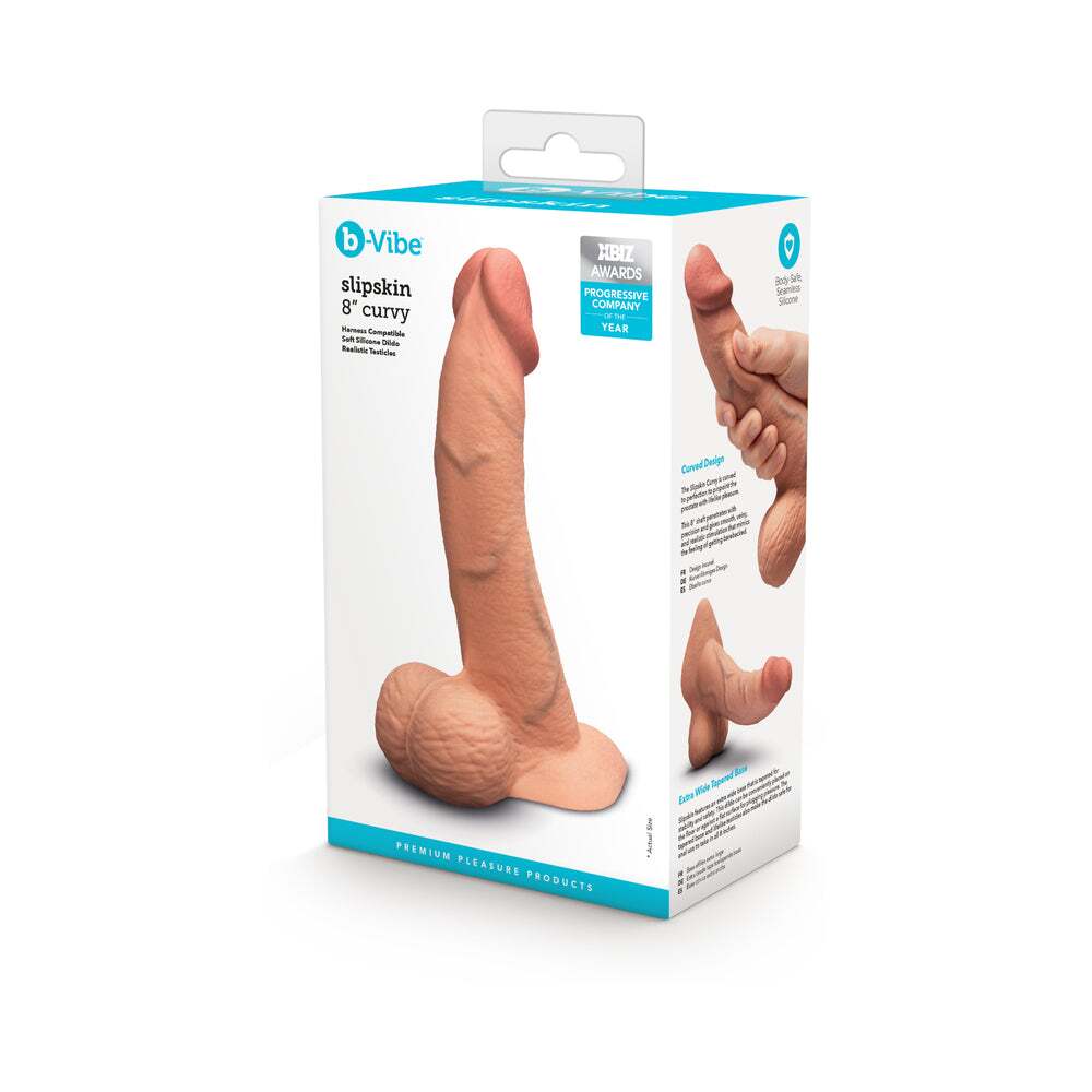 8 inch Dildo by b-Vibe in Tan Light Brown Mocha shown for use by Her or Him