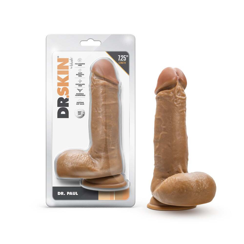 7.25 inch Dildo by Blush in Tan Light Brown Mocha shown for use by Her or Him
