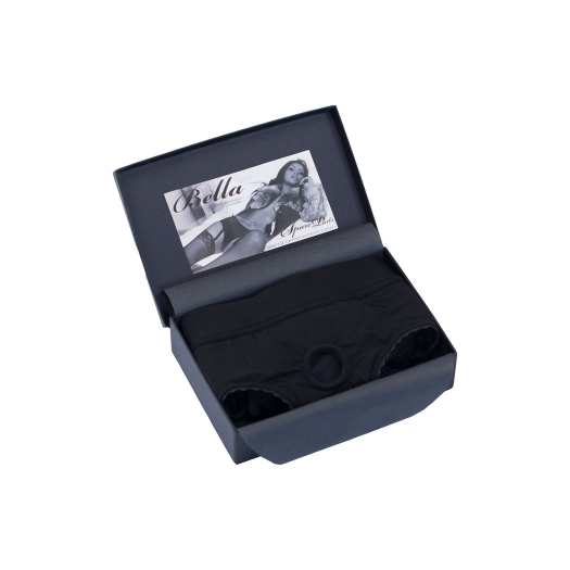 Best SpareParts Bella Harness Black/Black Nylon - XL dildo panties made by SpareParts HardWear on sale at herVibrators.com