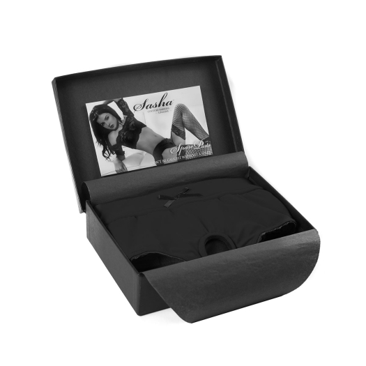 Best SpareParts Sasha Harness Black/Black Nylon - 2X dildo panties made by SpareParts HardWear on sale at herVibrators.com