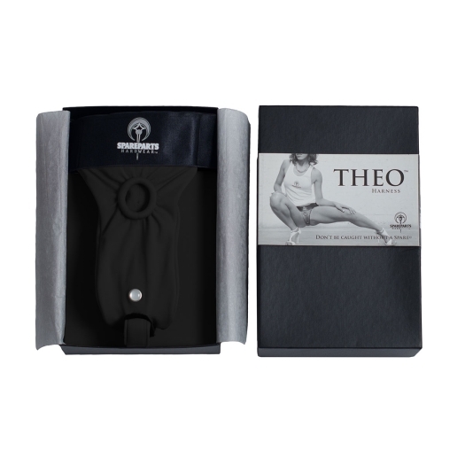 Best SpareParts Theo Harness - Size B - Black dildo panties made by SpareParts HardWear on sale at herVibrators.com