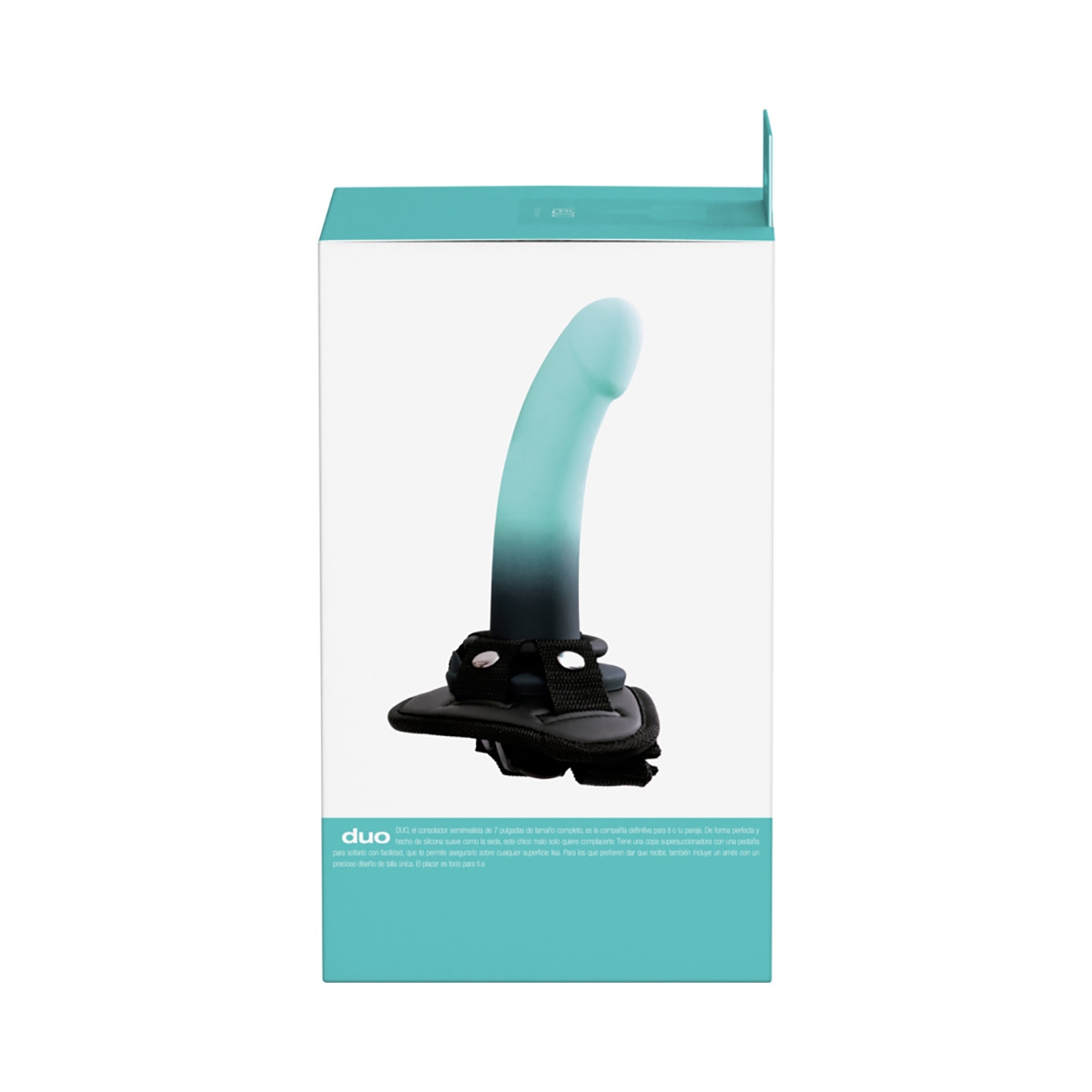 VeDO Duo Silicone Dildo with Harness Turquoise Black dildo made by VeDO on sale at herVibrators.com