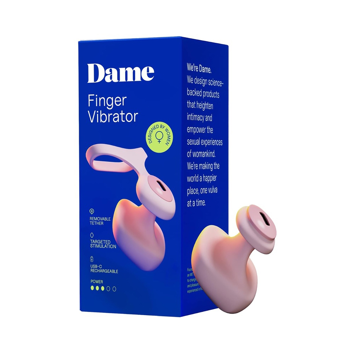Highlighting ergonomic shape of the  Dame Products vibrator