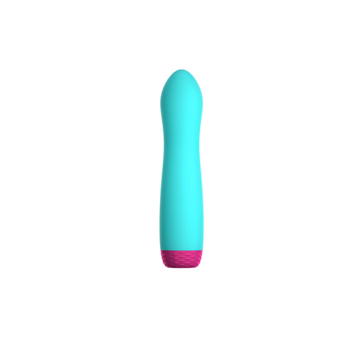 Turquoise Femme Funn vibrator Rora Rotating shown in hand for scale