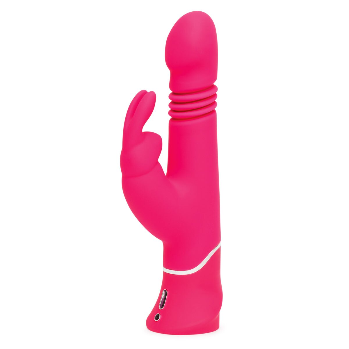 Pink Happy Rabbit vibrator Elite Thrusting Realistic shown in hand for scale