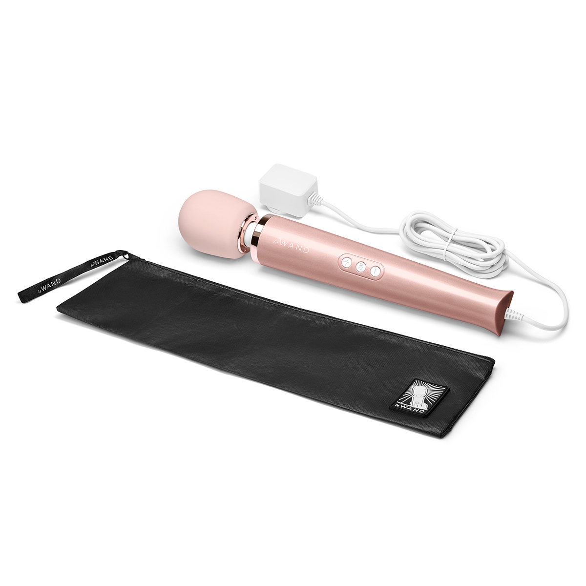 Close-up of the Rose Gold Le Wand vibrator for texture detail