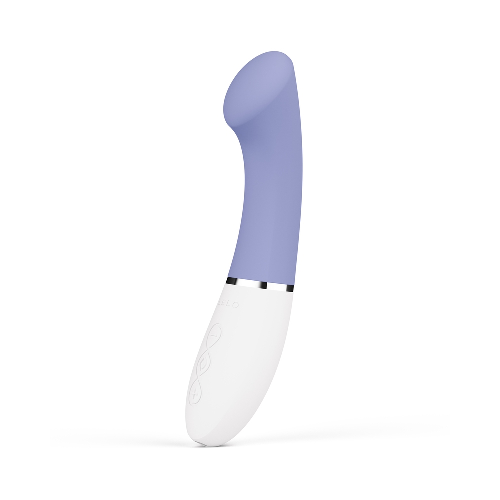 Blue LELO vibrator GIGI 3 App G-Spot Vibr Powder shown in hand for scale