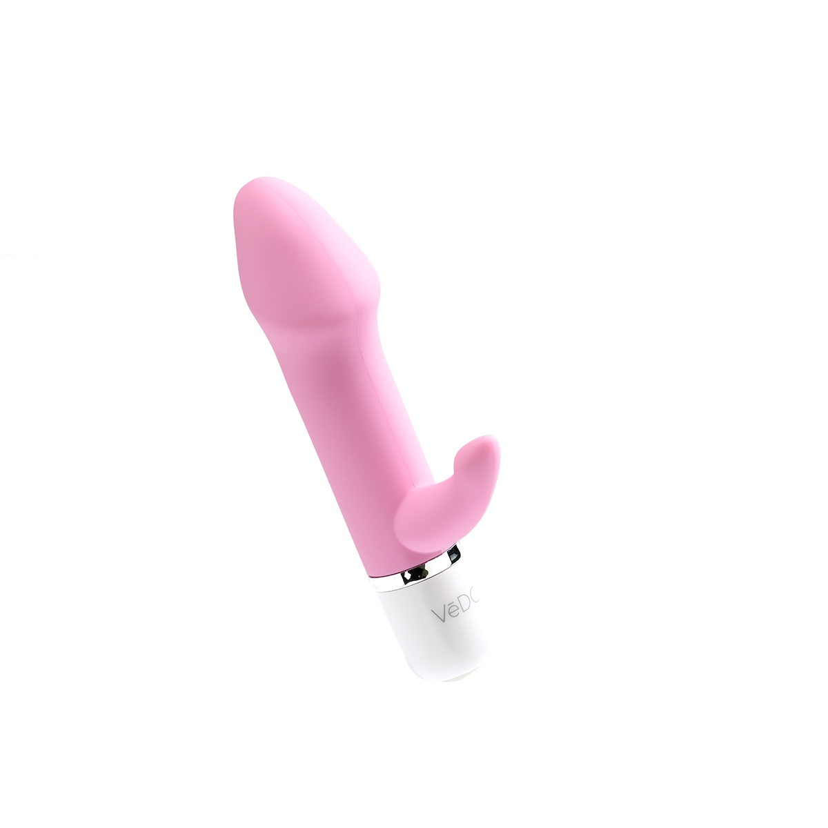 Angled view of the Pink VeDO vibrator designed for intimate use