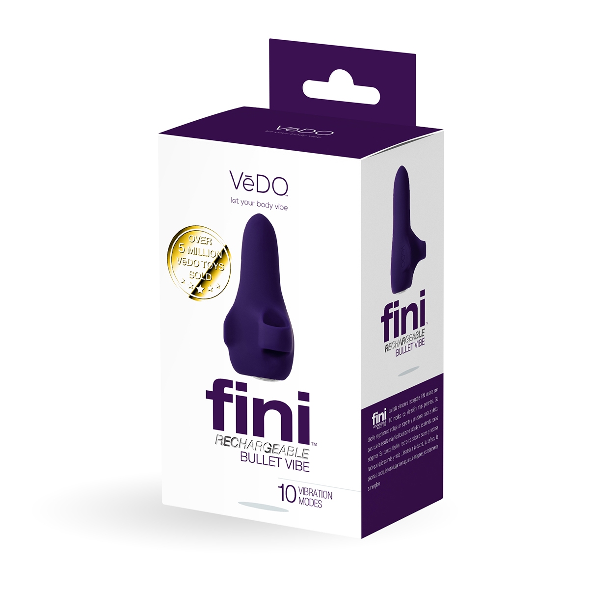 Angled view of the Purple VeDO vibrator designed for intimate use