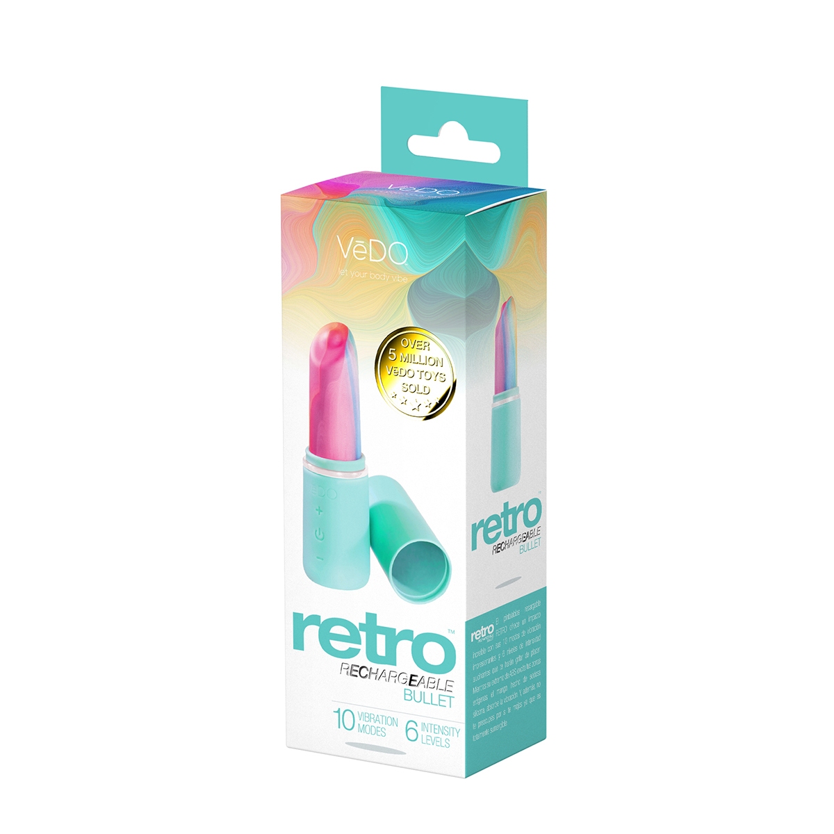 Angled view of the Turquoise VeDO vibrator designed for intimate use