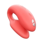 Coral We-Vibe vibrator Chorus Couples Crave shown in hand for scale