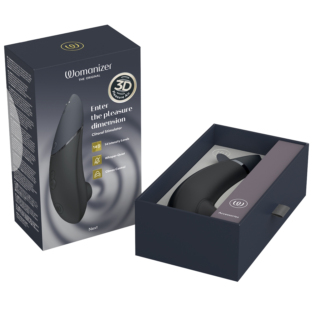 Product image of the Black Womanizer vibrator on clean background