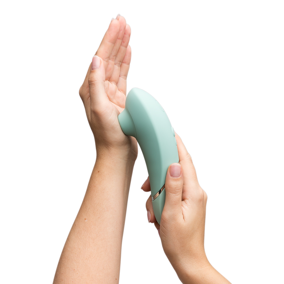 Angled view of the  Womanizer vibrator designed for intimate use