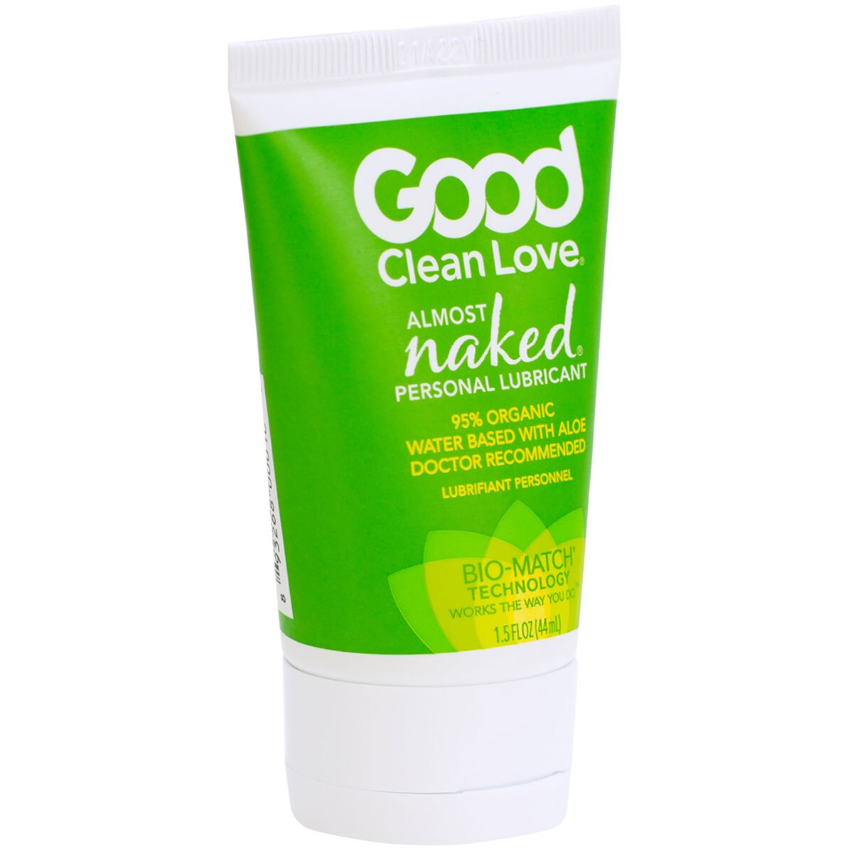 Close-up of 1.5 oz Plant Based Lube by Good Clean Love with plant-derived hydration
