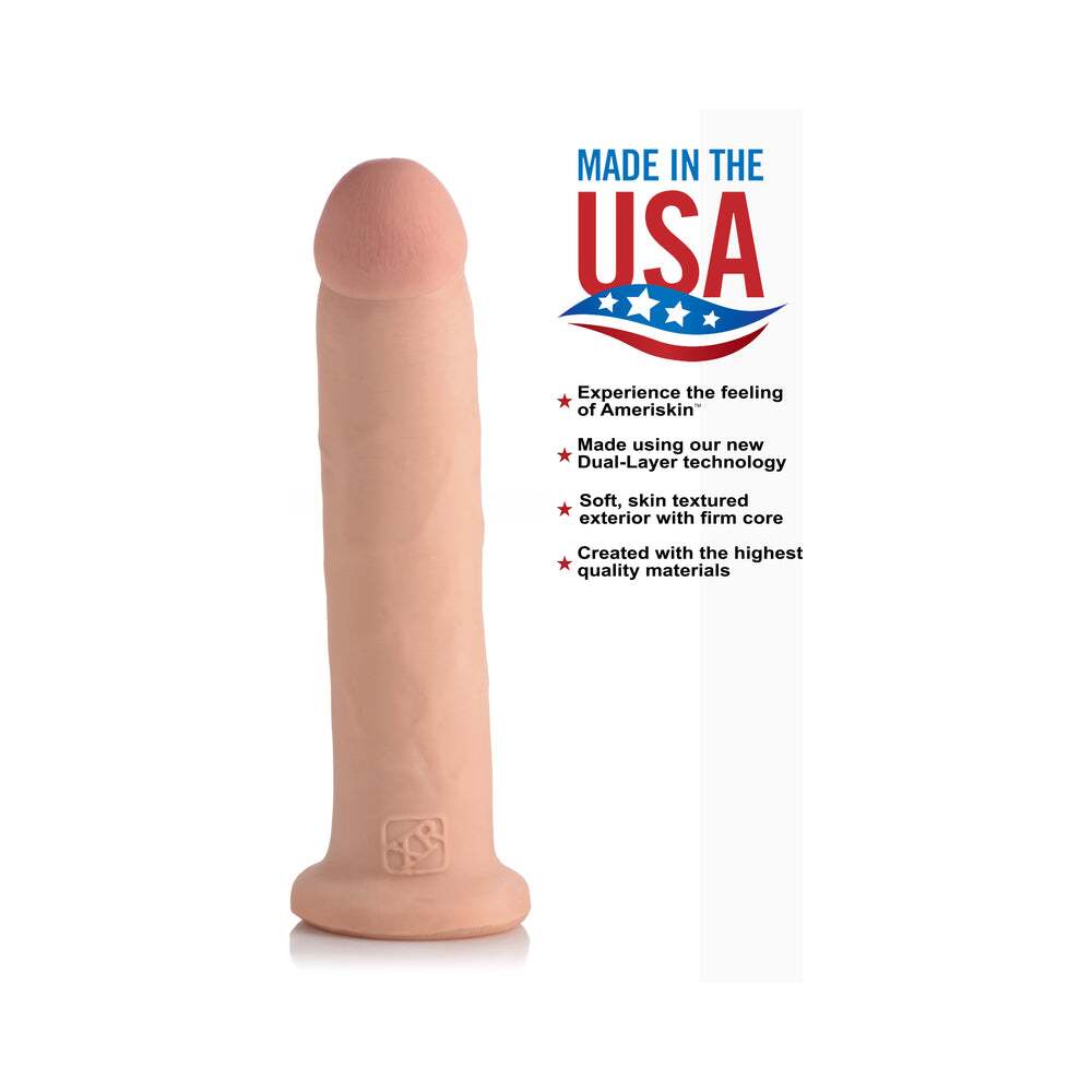 10 inch Dildo by XR Brands in Vanilla Ivory Beige displayed for pegging Him or Her