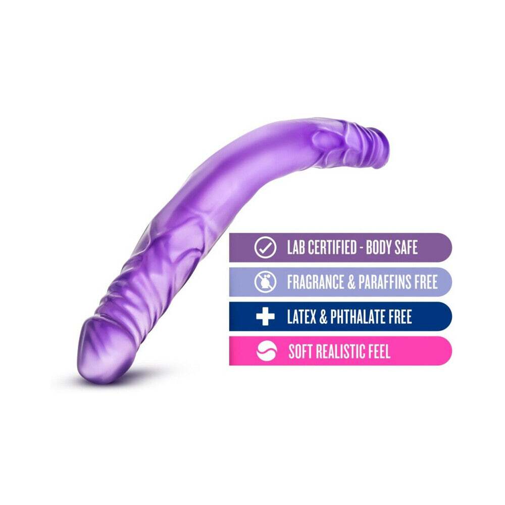 14 inch Dildo by Blush in Purple shown for pegging Her or Him