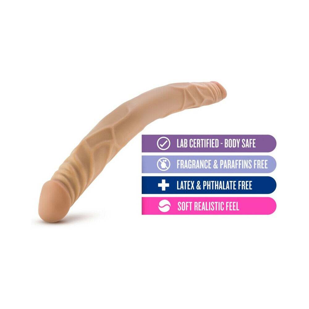 14 inch Dildo by Blush in Tan Light Brown Mocha shown for pegging Her or Him