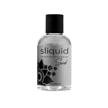 Bottle of 4.2 oz Vegan Lube Sliquid showing plant-powered formula