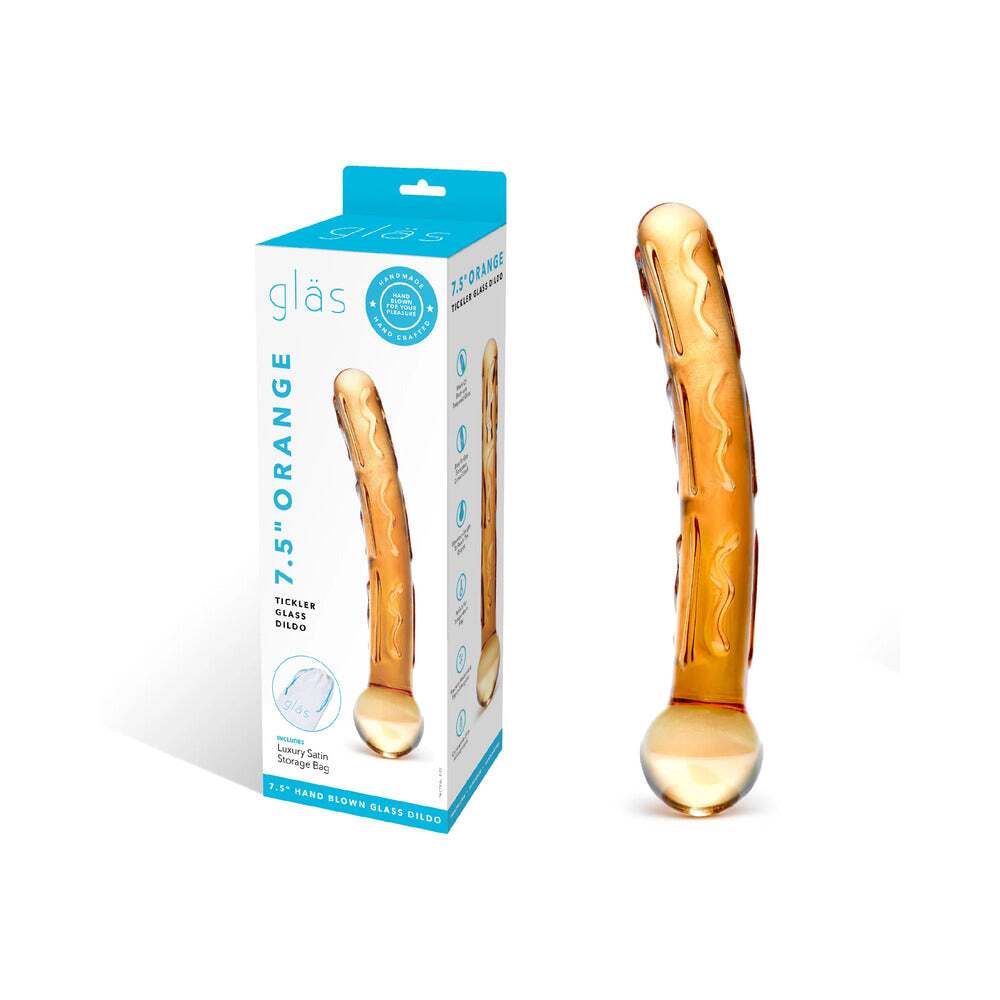 7.5 inch Dildo by Electric Eel in Orange shown for use by Her or Him