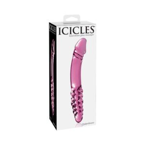 9 inch Dildo Pipedream Light Pink Icicles No. 57 Curved Textured Dual Ended Glass