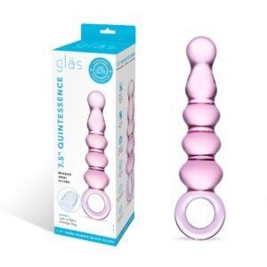 7.5 inch Dildo Electric Eel Light Pink Glas Quintessence Beaded Anal Slider Glass with Ring Handle