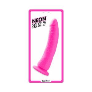 7 inch Dildo Pipedream Hot Pink Magenta Fuchsia Neon Slim 7 Realistic With Suction Cup