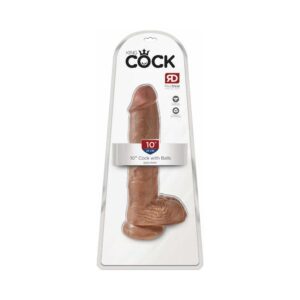 10 inch Dildo Pipedream Tan Light Brown Mocha King Cock Cock With Balls Realistic Suction Cup