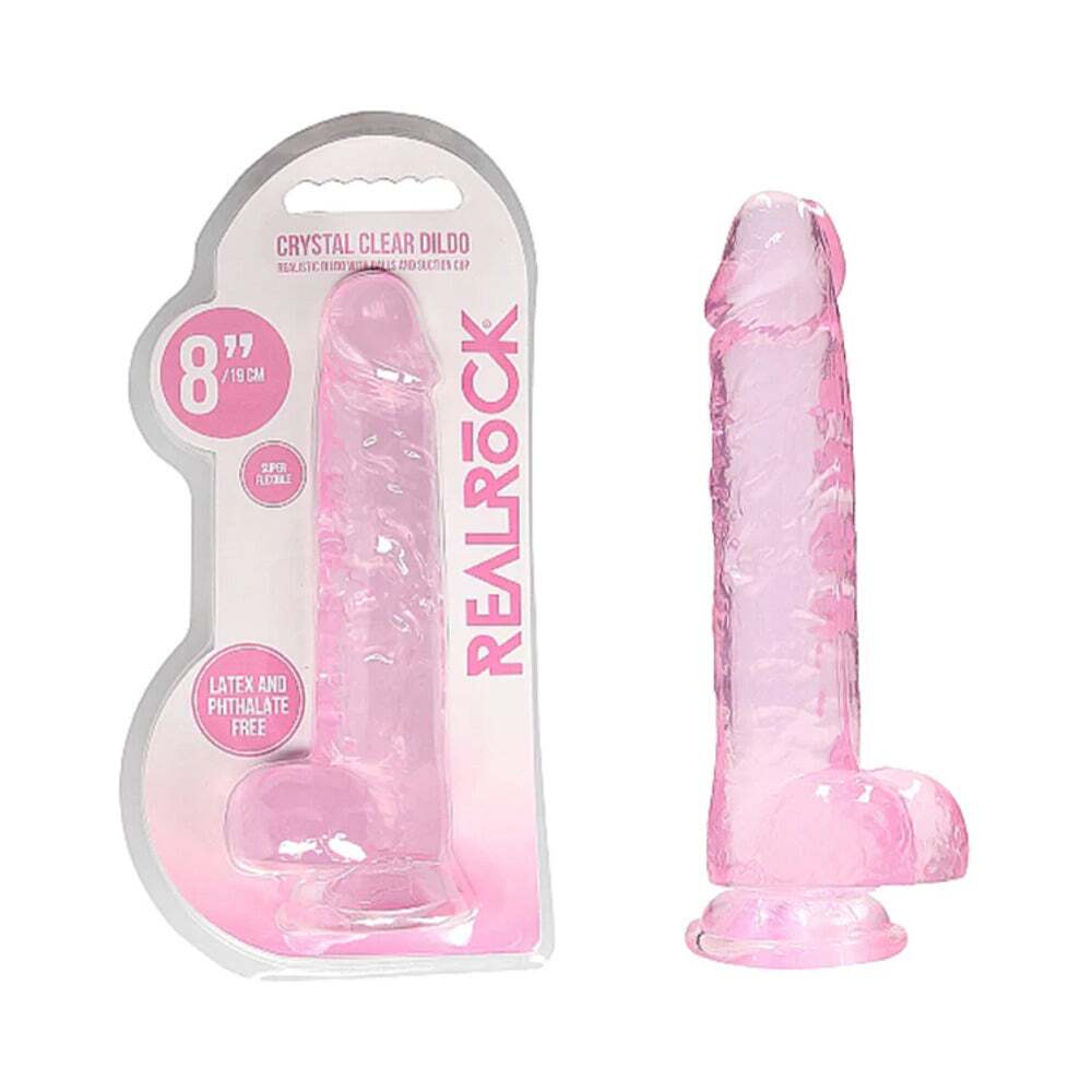 8 inch Dildo by Shots in Light Pink shown for use by Her or Him