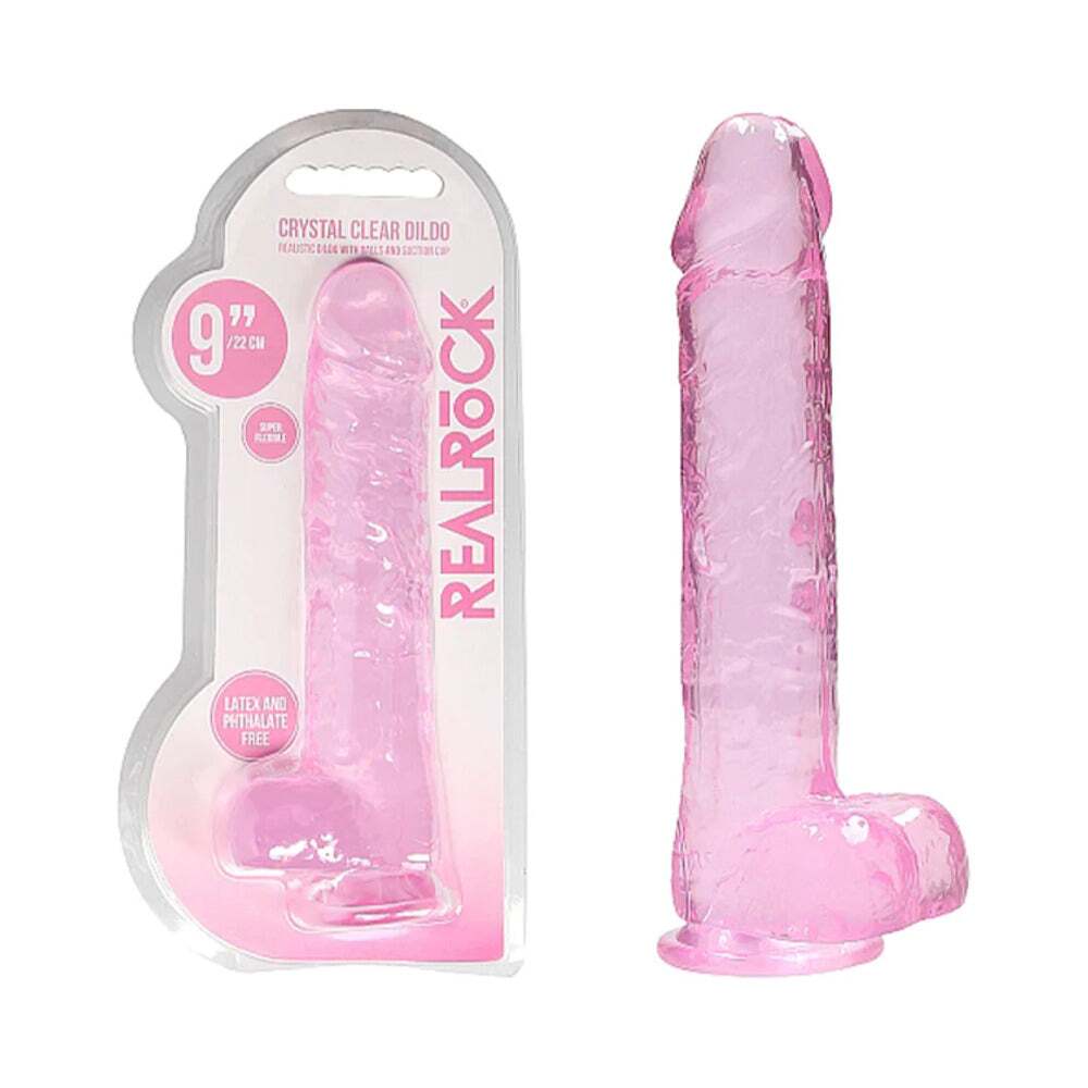 9 inch Dildo by Shots in Light Pink shown for use by Her or Him