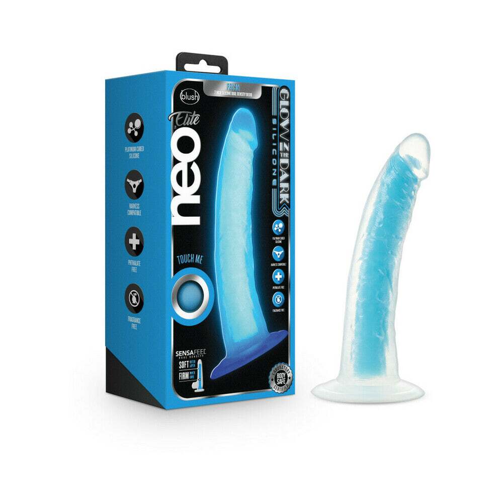 7 inch Dildo by Blush in Blue shown for use by Her or Him