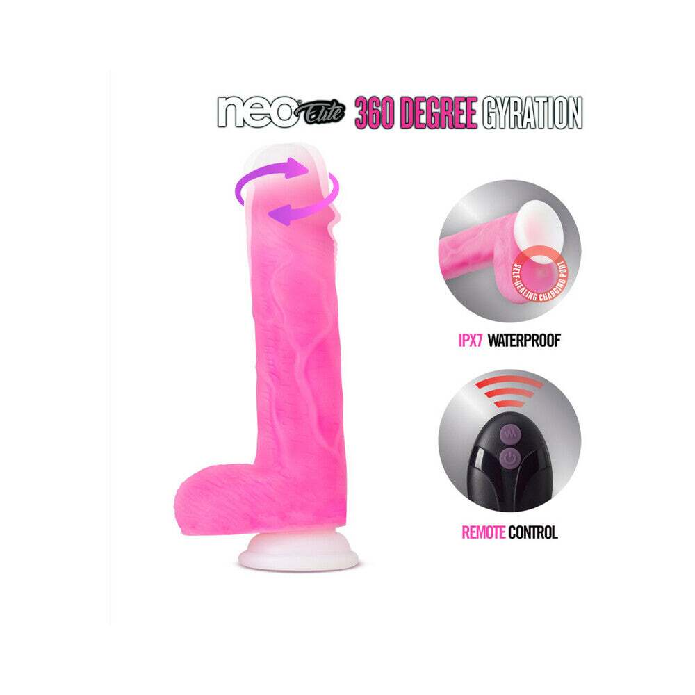 8 inch Dildo by Blush in Hot Pink Magenta Fuchsia displayed for pegging Him or Her