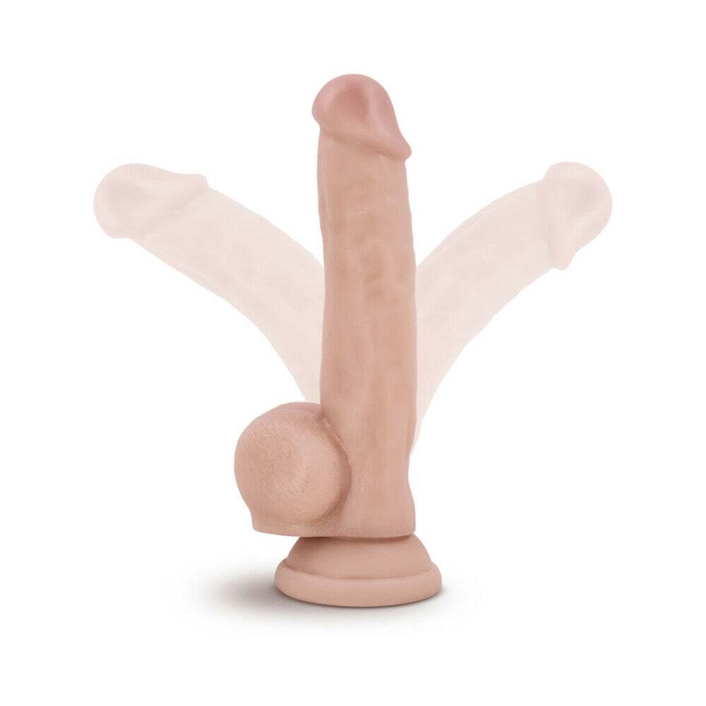 8.5 inch Dildo by Blush in Vanilla Ivory Beige displayed for pegging Him or Her