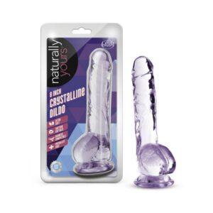 8 inch Dildo Blush Light Purple Naturally Yours Crystalline with Balls Amethyst