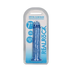 7 inch Dildo Shots Blue RealRock Crystal Straight Without Balls