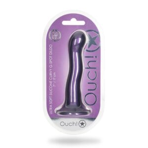 7 inch Dildo Shots Purple Ouch! Ultra Soft Silicone Curvy G Spot Metallic